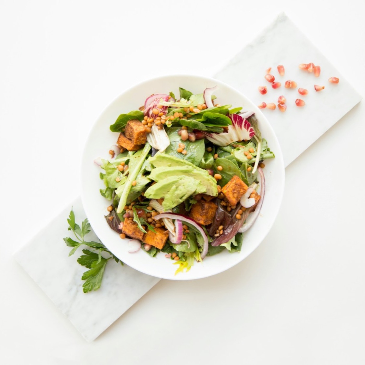 Balanced meal bowl photographed from above